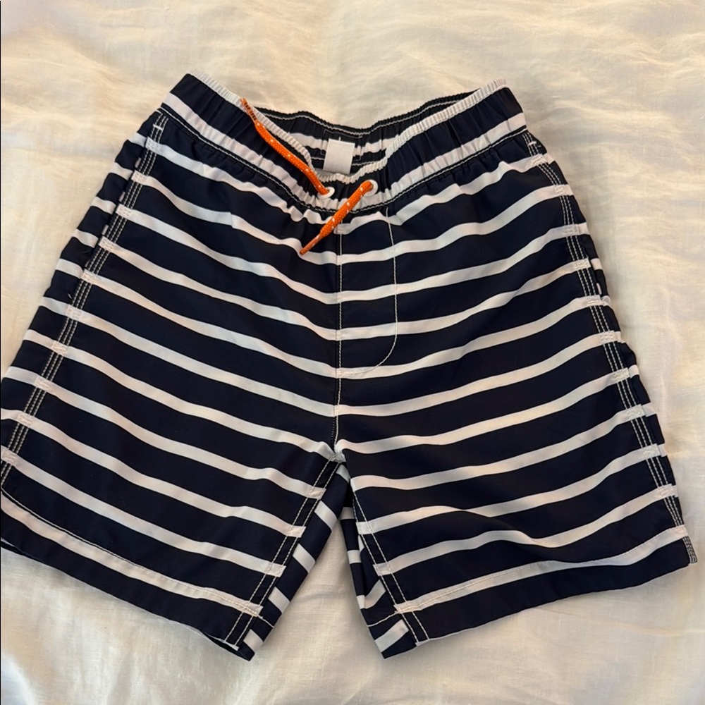 GAP Boy’s Navy and White Striped Swim Shorts. Medium (8). EUC
